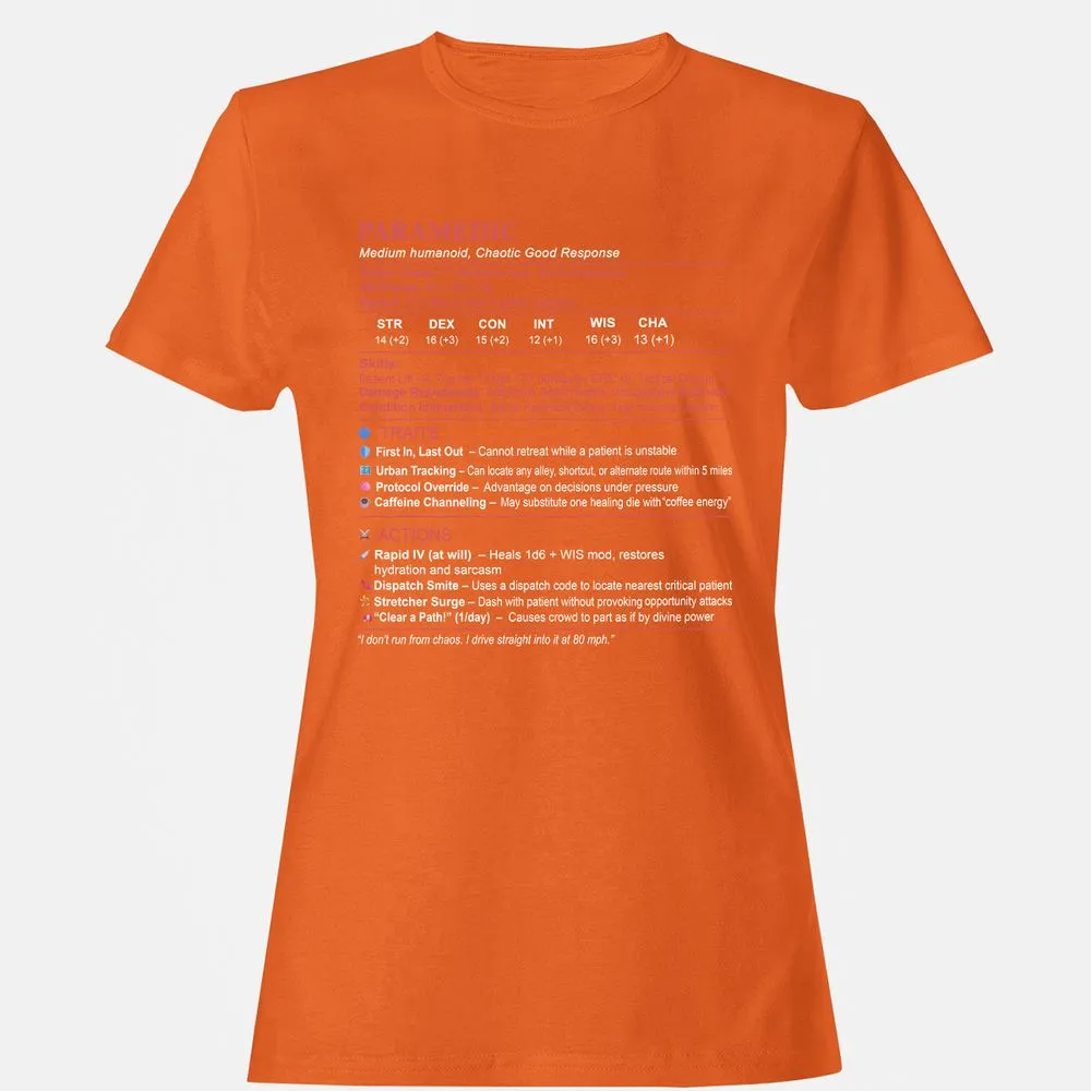Paramedic Stats Women's T-Shirt - Orange - 11