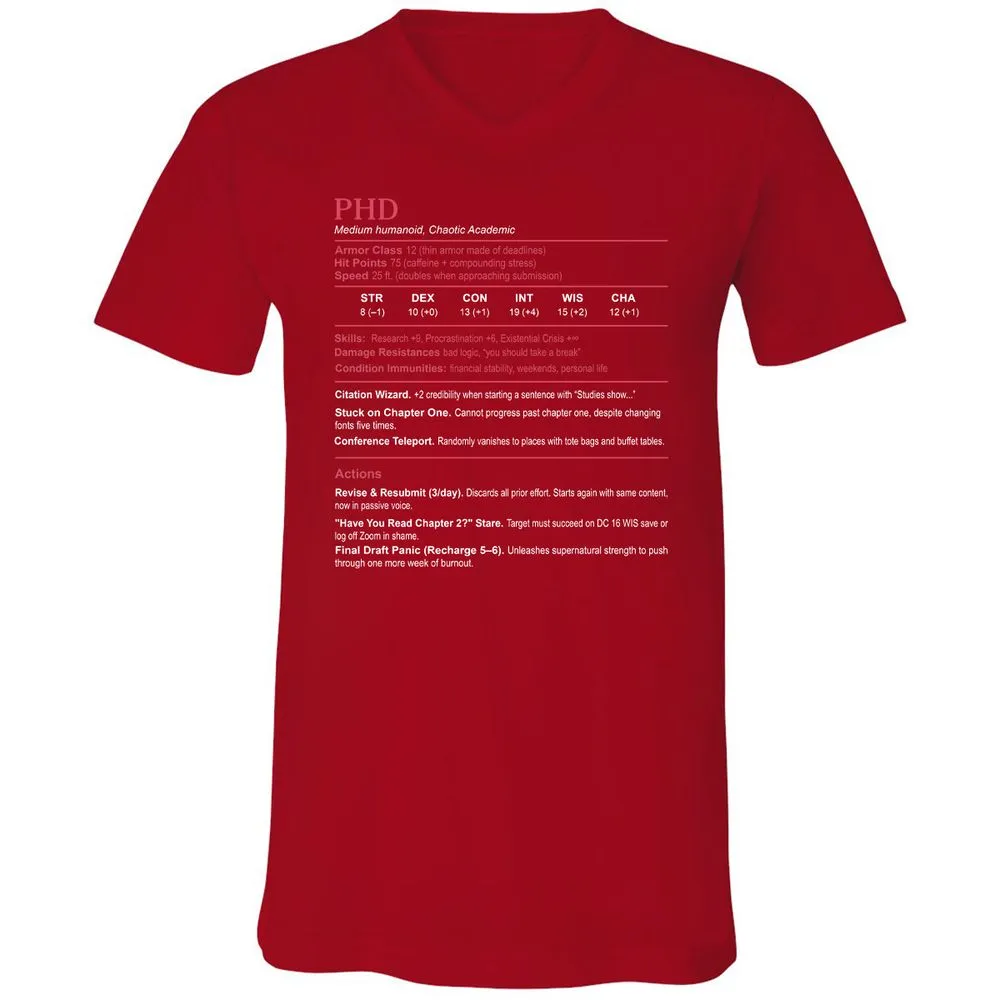 PhD Stats Unisex V-Neck T-Shirt - Red - 3