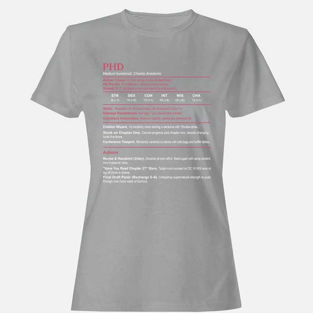 PhD Stats Women's T-Shirt - Sport Grey - 15