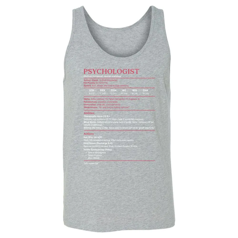 Psychologist Stats Unisex Jersey Tank - Athletic Heather - 4