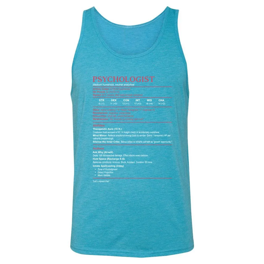 Psychologist Stats Unisex Jersey Tank - Aqua Triblend - 3