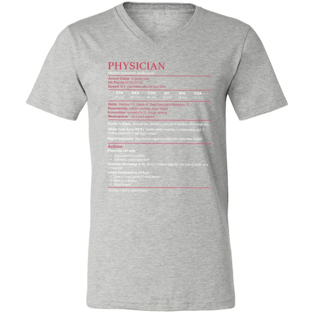 Physician Stats Unisex V-Neck T-Shirt - Athletic Heather - 7