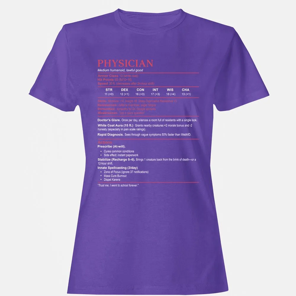 Physician Stats Women's T-Shirt - Purple - 12