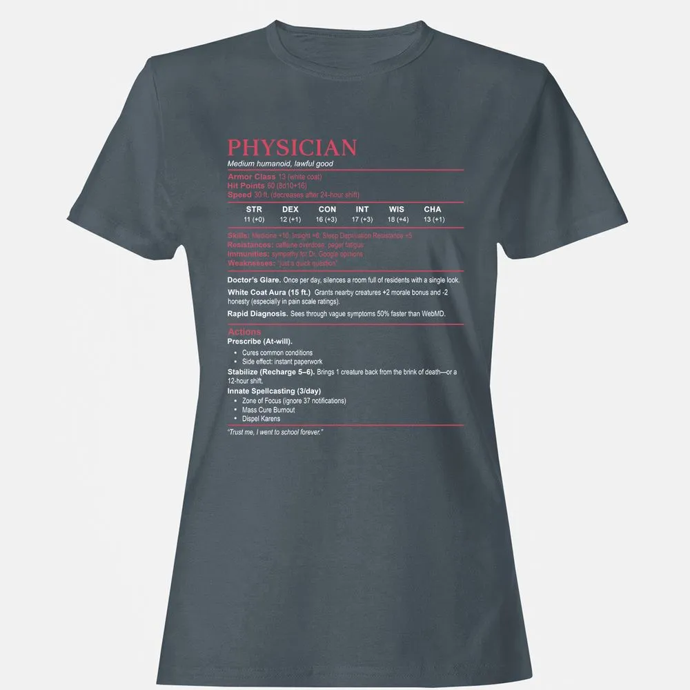 Physician Stats Women's T-Shirt - Charcoal - 3