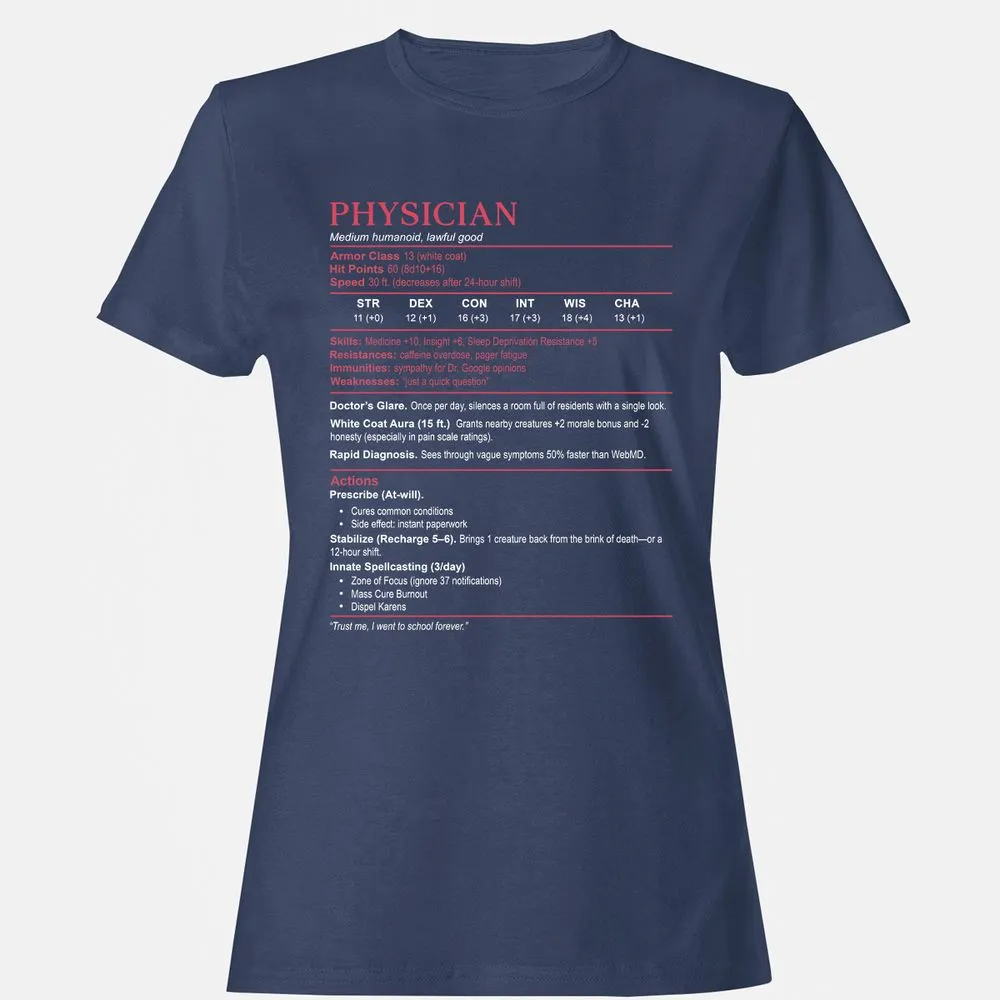 Physician Stats Women's T-Shirt - Navy - 10