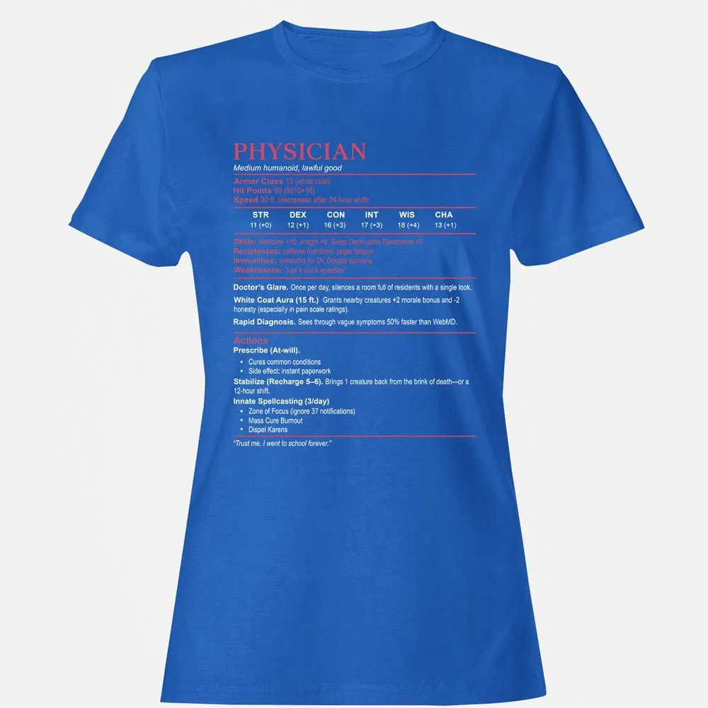 Physician Stats Women's T-Shirt - Royal - 14