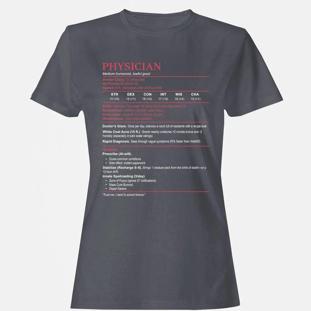 Physician Stats Women's T-Shirt - Dark Heather - 5
