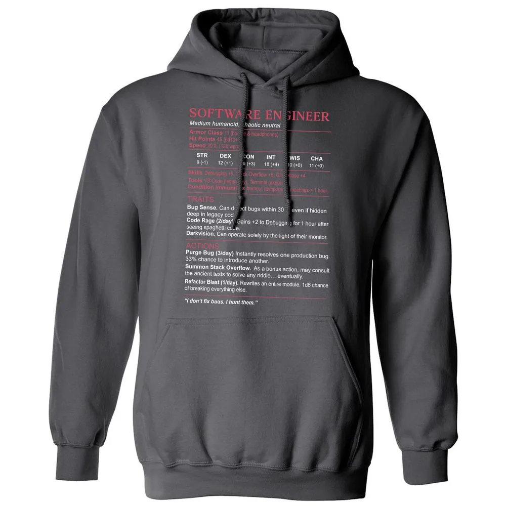 Software Engineer Stats Classic Unisex Hoodie - Charcoal - 7