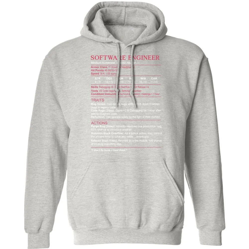 Software Engineer Stats Classic Unisex Hoodie - Ash - 8