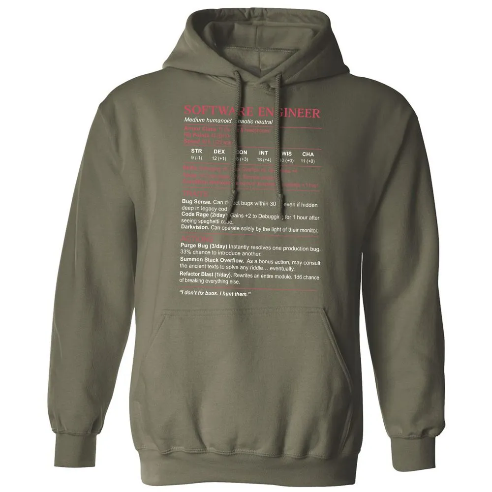 Software Engineer Stats Classic Unisex Hoodie - Military Green - 4