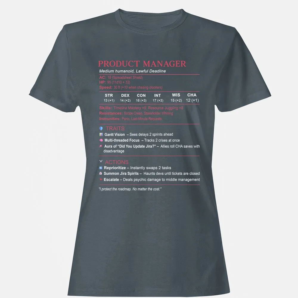 Product Manager Stats (PM) Women's T-Shirt - Charcoal - 3