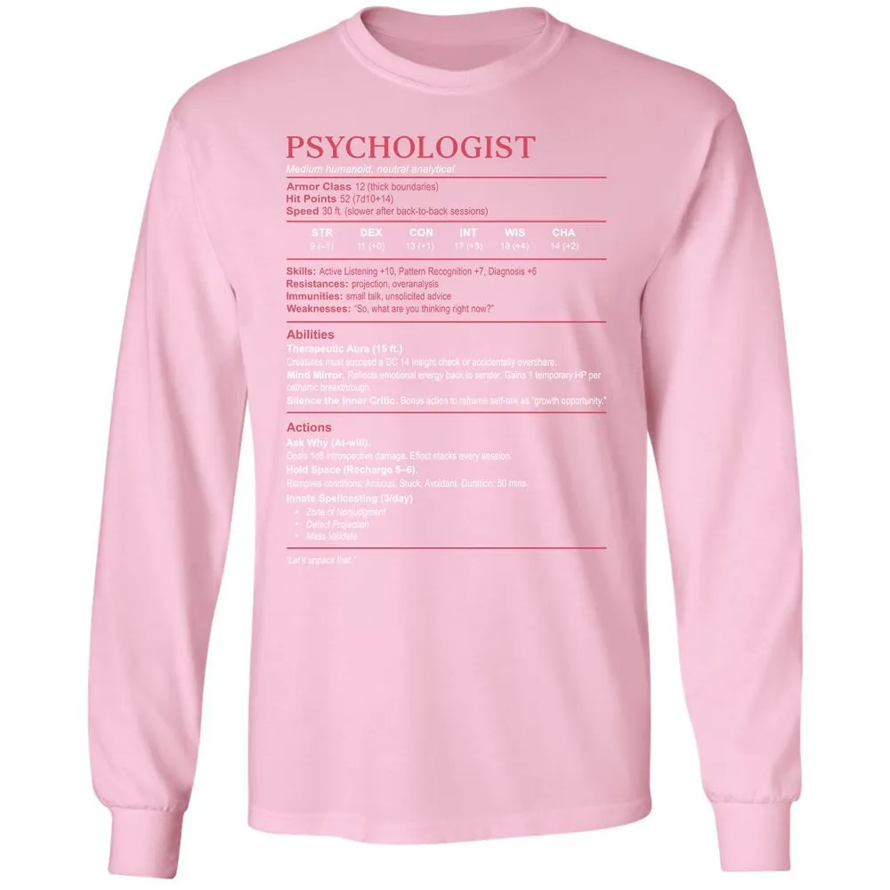 Psychologist Stats Long Sleeve T-Shirt - Light Pink - 3