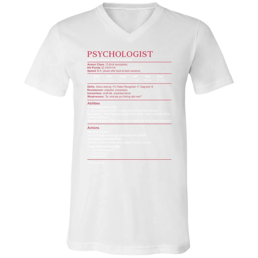 Psychologist Stats Unisex V-Neck T-Shirt - White - 5