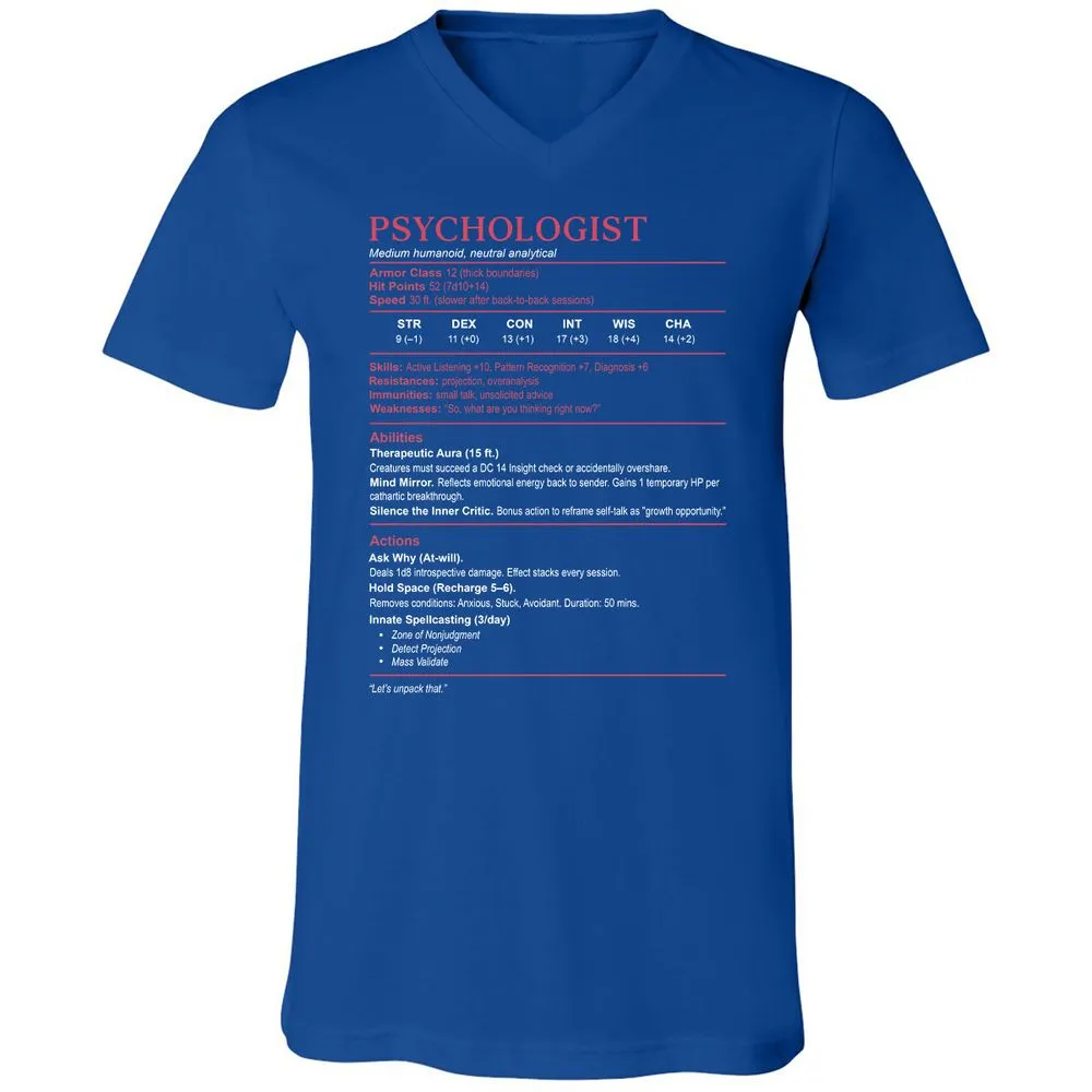 Psychologist Stats Unisex V-Neck T-Shirt - True Royal - 4