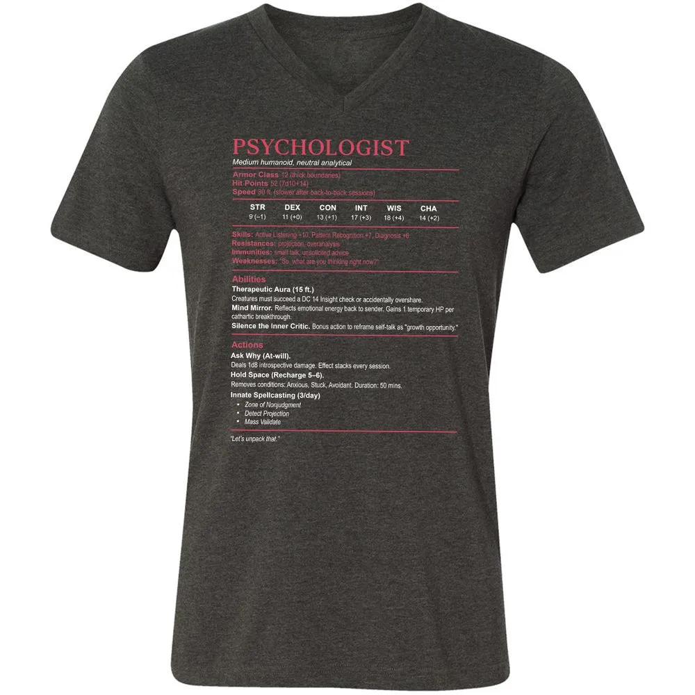 Psychologist Stats Unisex V-Neck T-Shirt - Dark Grey Heather - 8