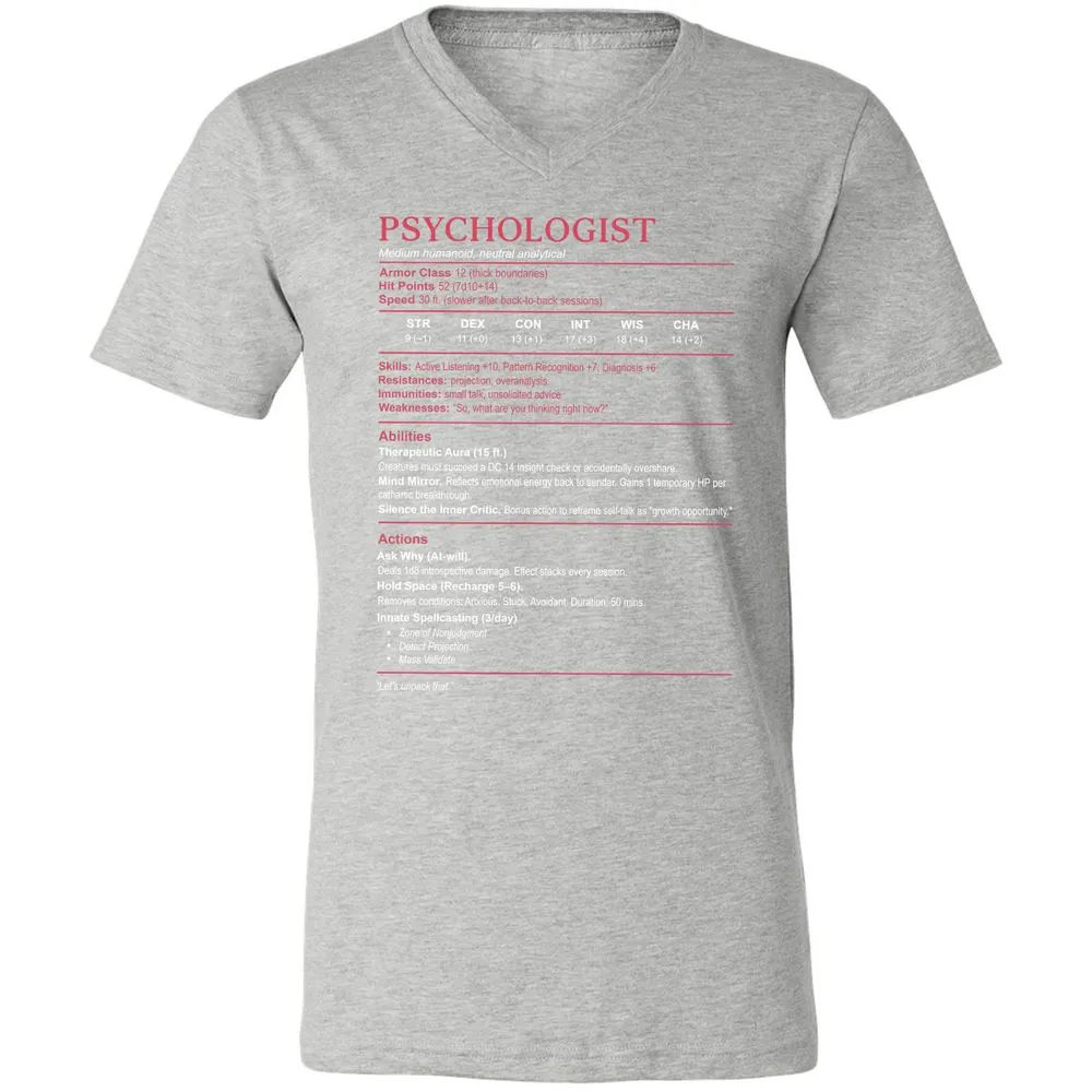 Psychologist Stats Unisex V-Neck T-Shirt - Athletic Heather - 7