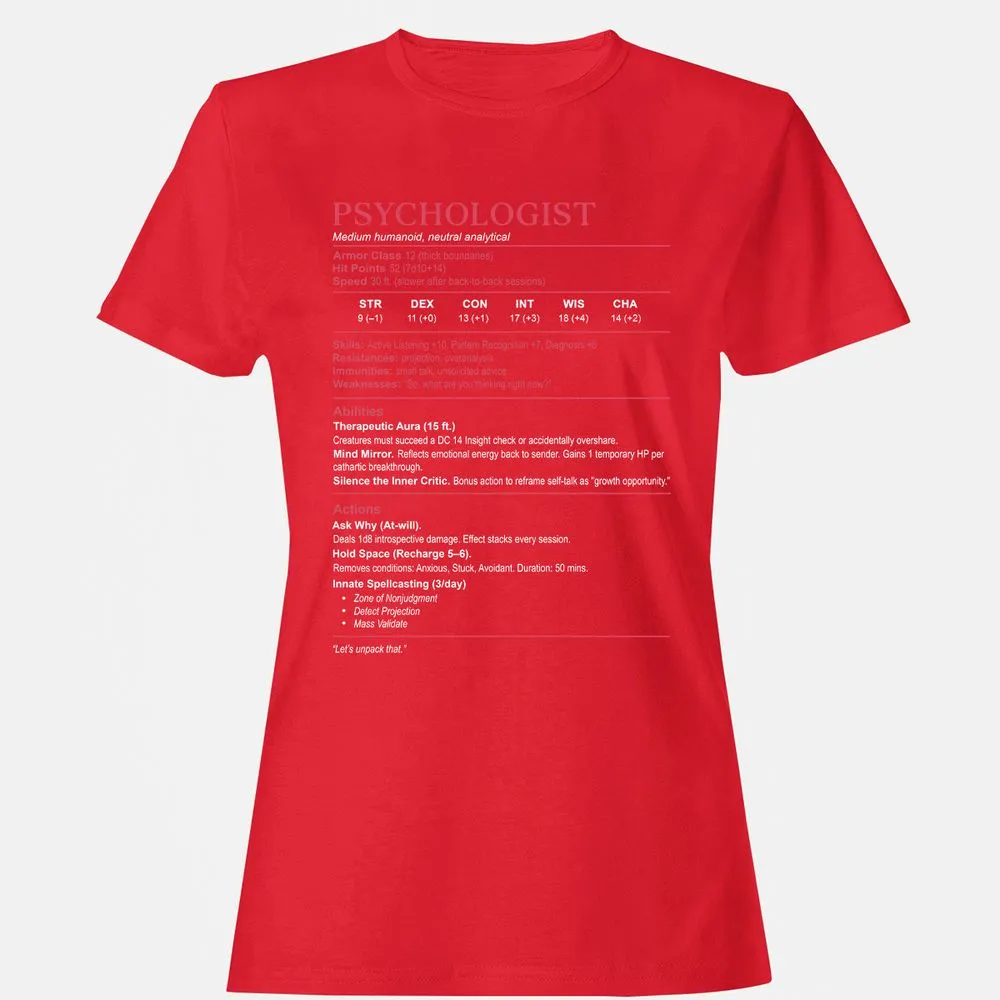 Psychologist Stats Women's T-Shirt - Red - 13