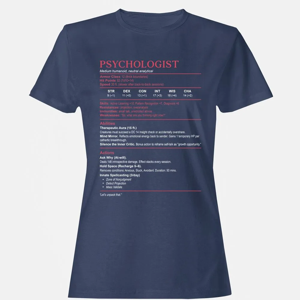 Psychologist Stats Women's T-Shirt - Navy - 10