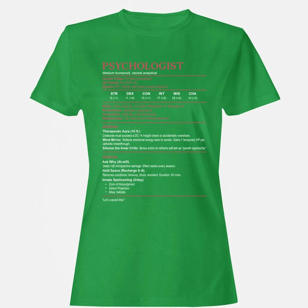Psychologist Stats Women's T-Shirt - Irish Green - 7