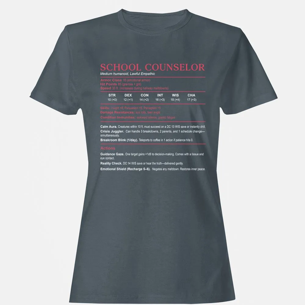 School Counselor Stats Women's T-Shirt - Charcoal - 3