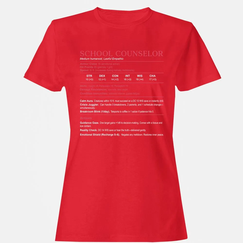 School Counselor Stats Women's T-Shirt - Red - 13