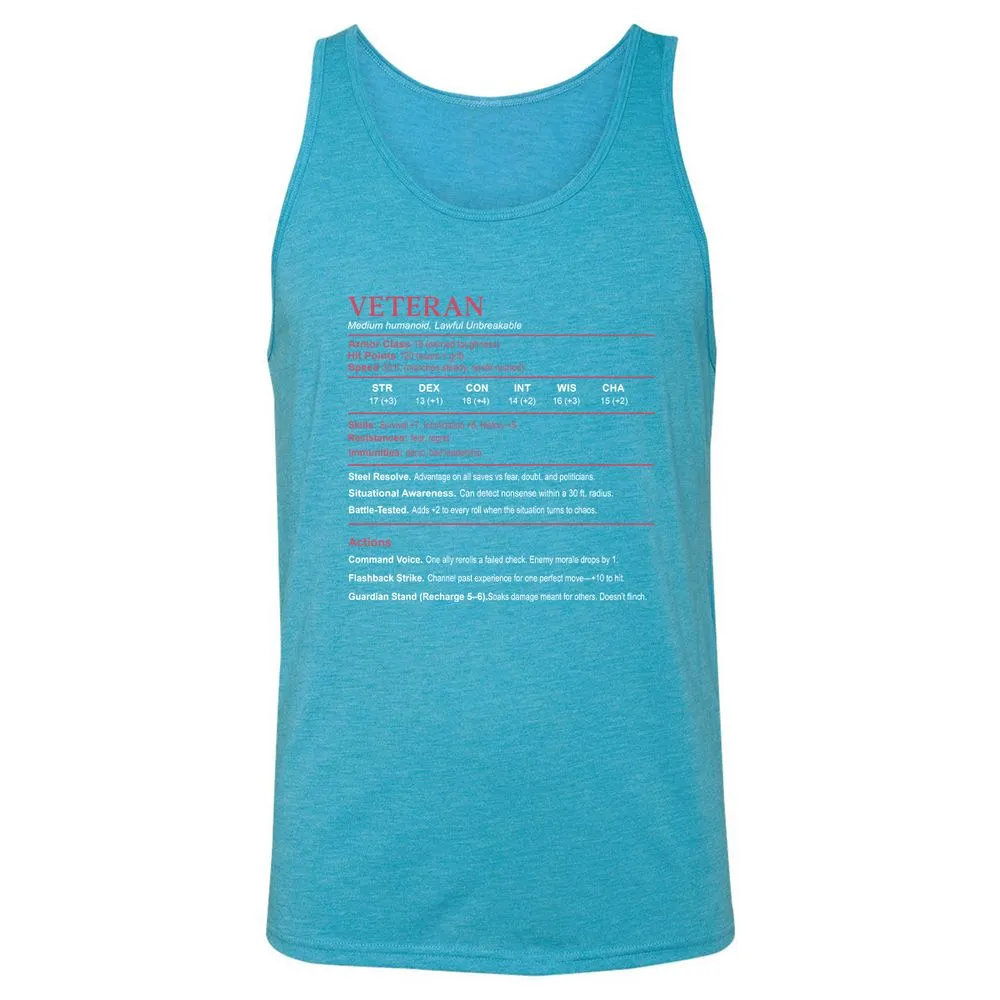 Veteran Stats Unisex Jersey Tank - Aqua Triblend - 3