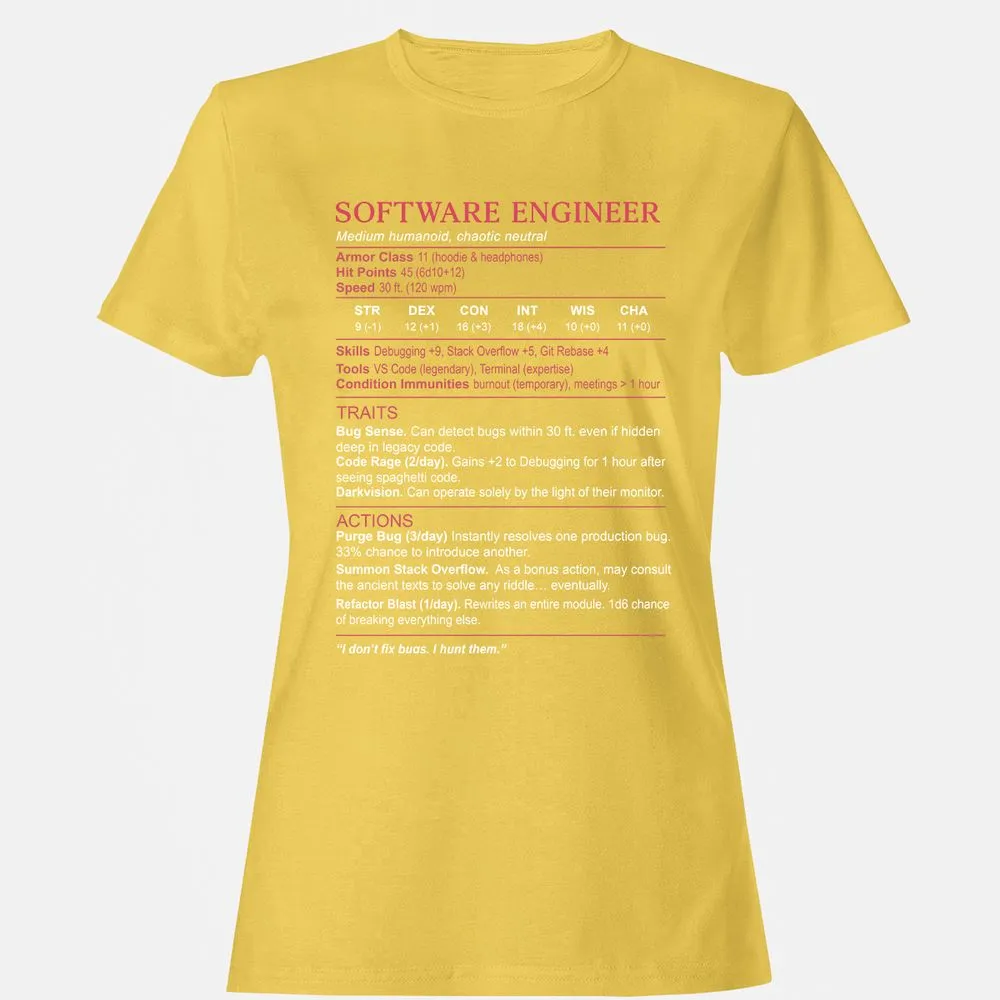 Software Engineer Stats Women's T-Shirt - Daisy - 4