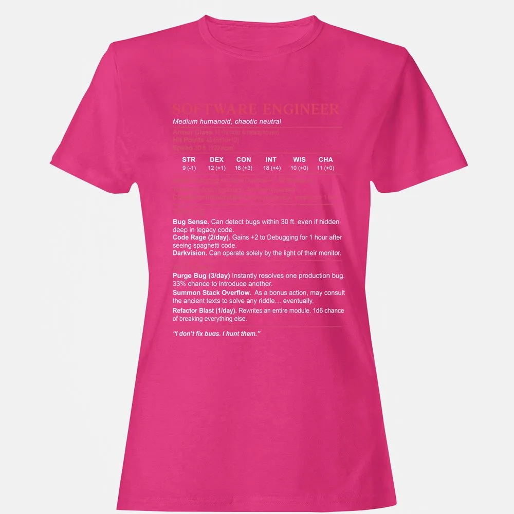 Software Engineer Stats Women's T-Shirt - Heliconia - 6