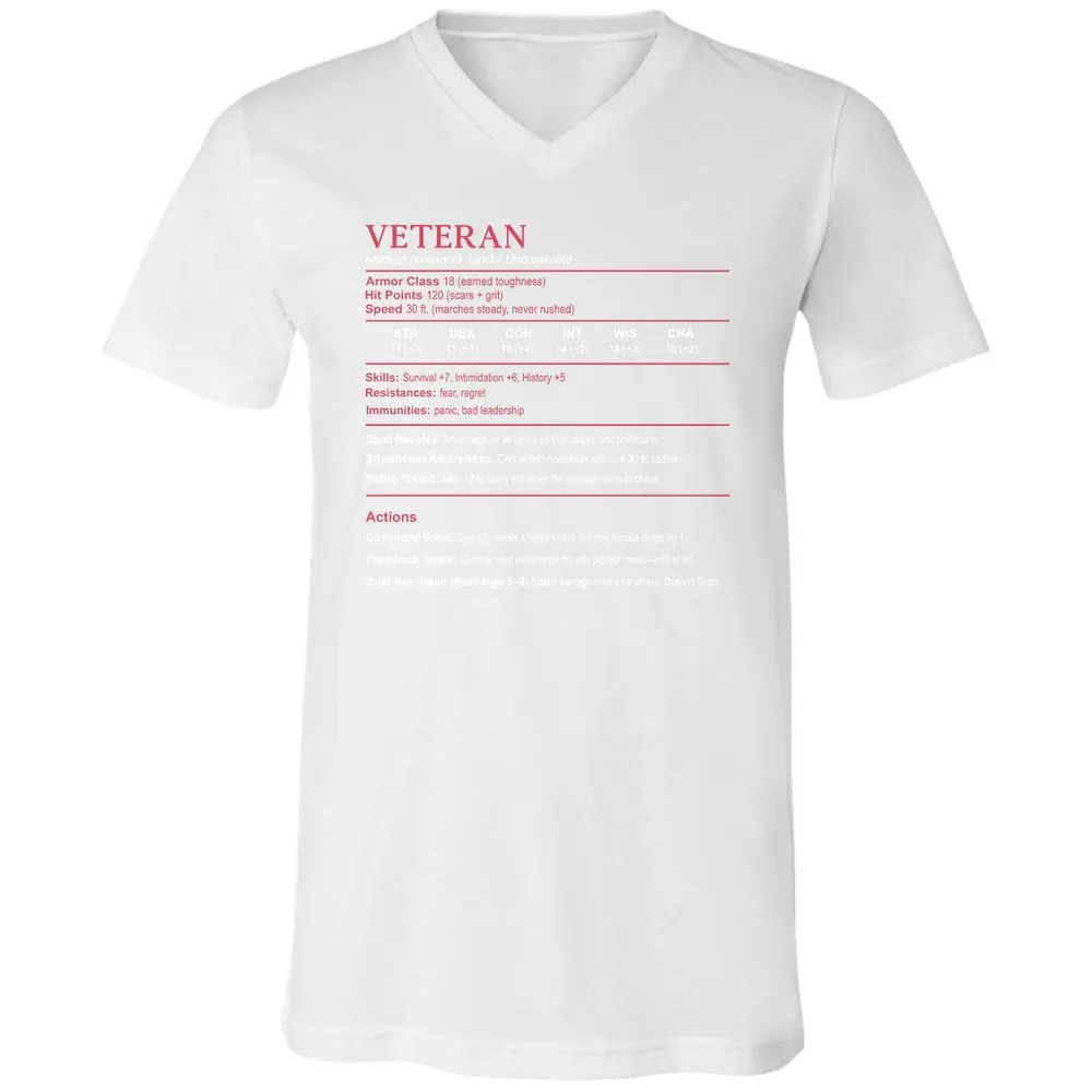 Veteran Stats Unisex V-Neck T-Shirt - White - 5