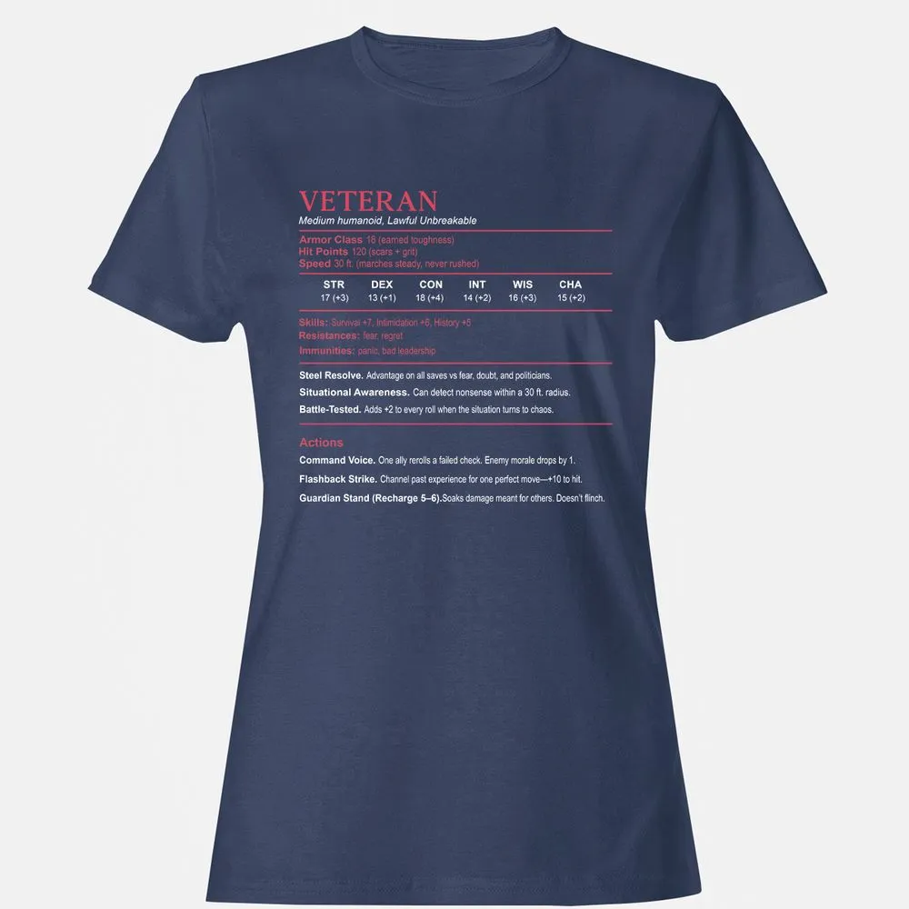 Veteran Stats Women's T-Shirt - Navy - 10