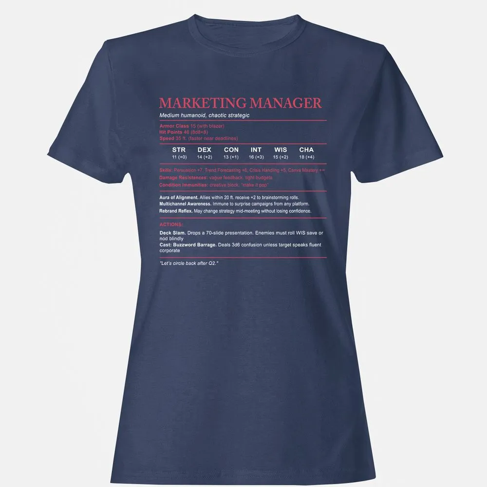 Marketing Manager Stats Women's T-Shirt - Navy - 10