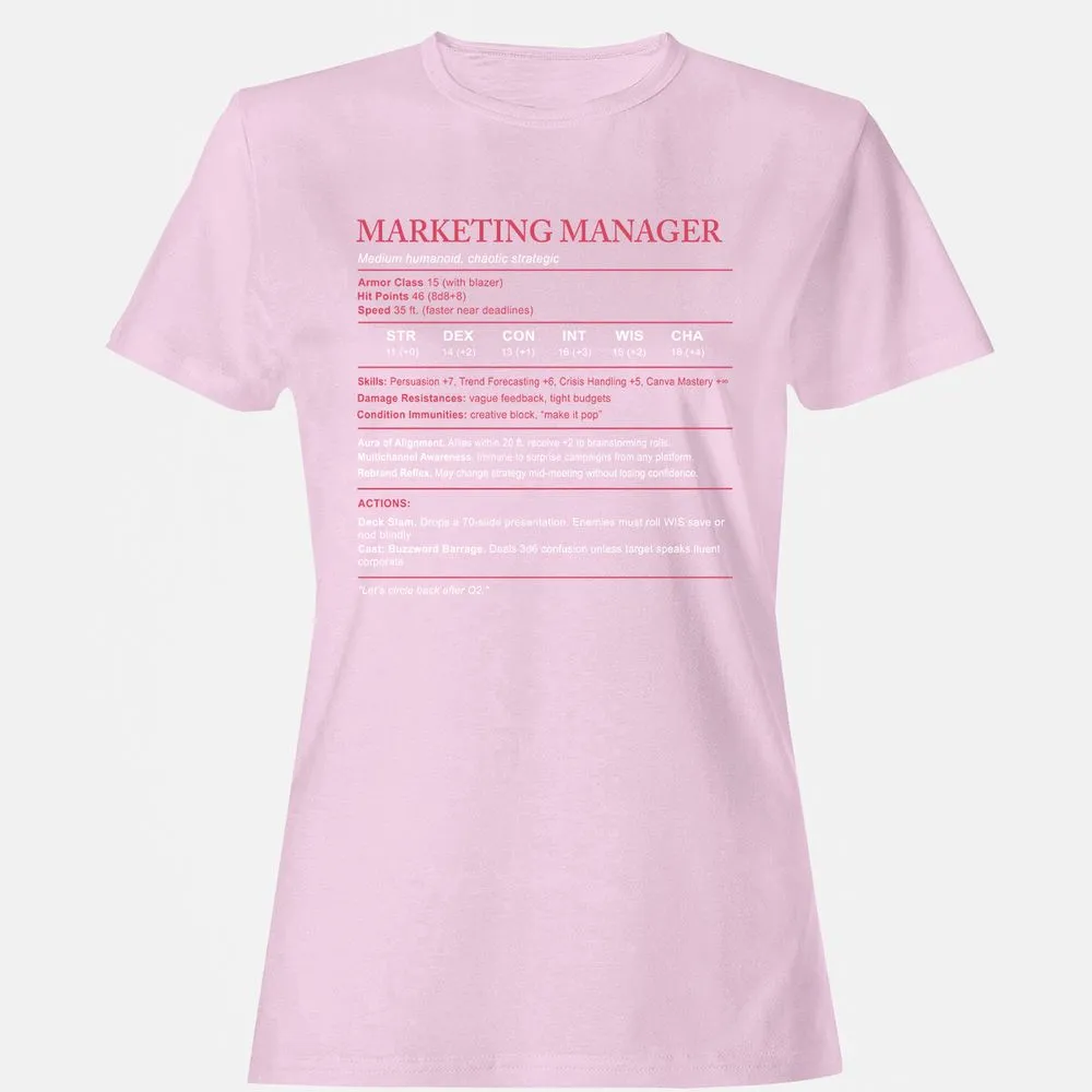 Marketing Manager Stats Women's T-Shirt - Light Pink - 9