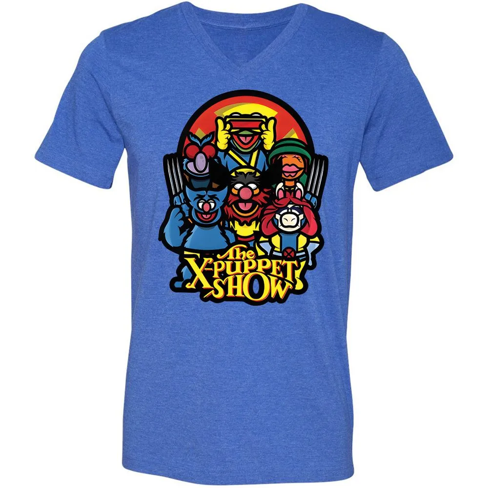 Unisex V-Neck T-Shirt - 27HZXBAF - Heather True Royal - 14