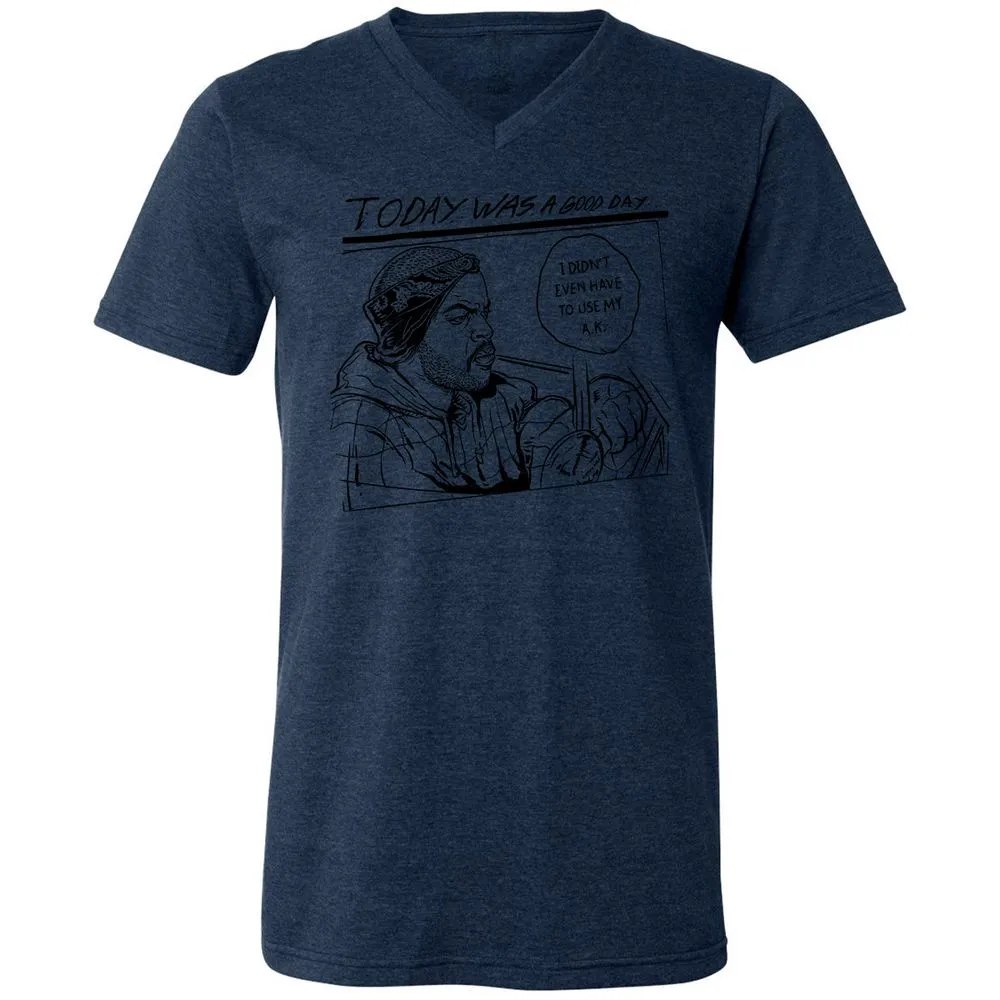 Unisex V-Neck T-Shirt - FKAZEEUL - Heather Navy - 15