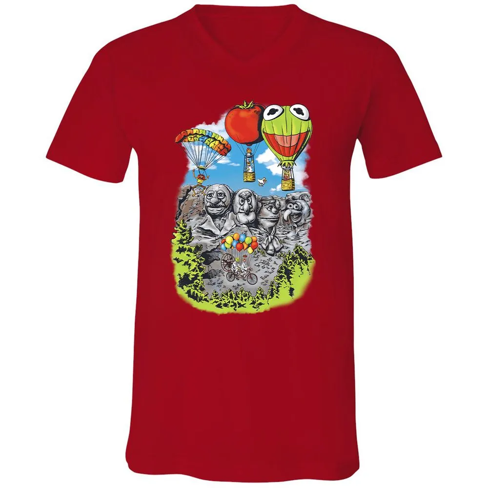 Unisex V-Neck T-Shirt - B6W3USD2 - Red - 3