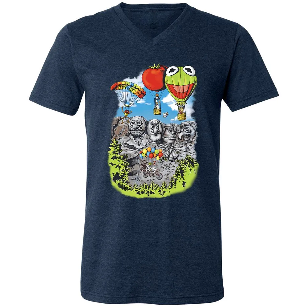 Unisex V-Neck T-Shirt - B6W3USD2 - Heather Navy - 15