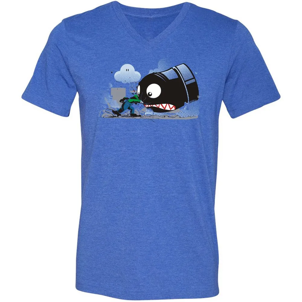 Unisex V-Neck T-Shirt - 7DYS8K68 - Heather True Royal - 14
