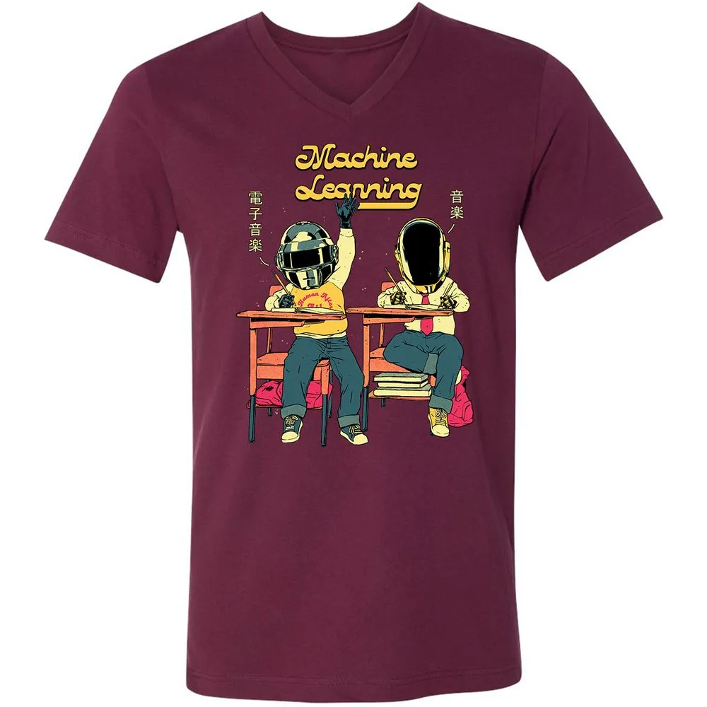Unisex V-Neck T-Shirt - U2AQLAVW - Maroon - 6