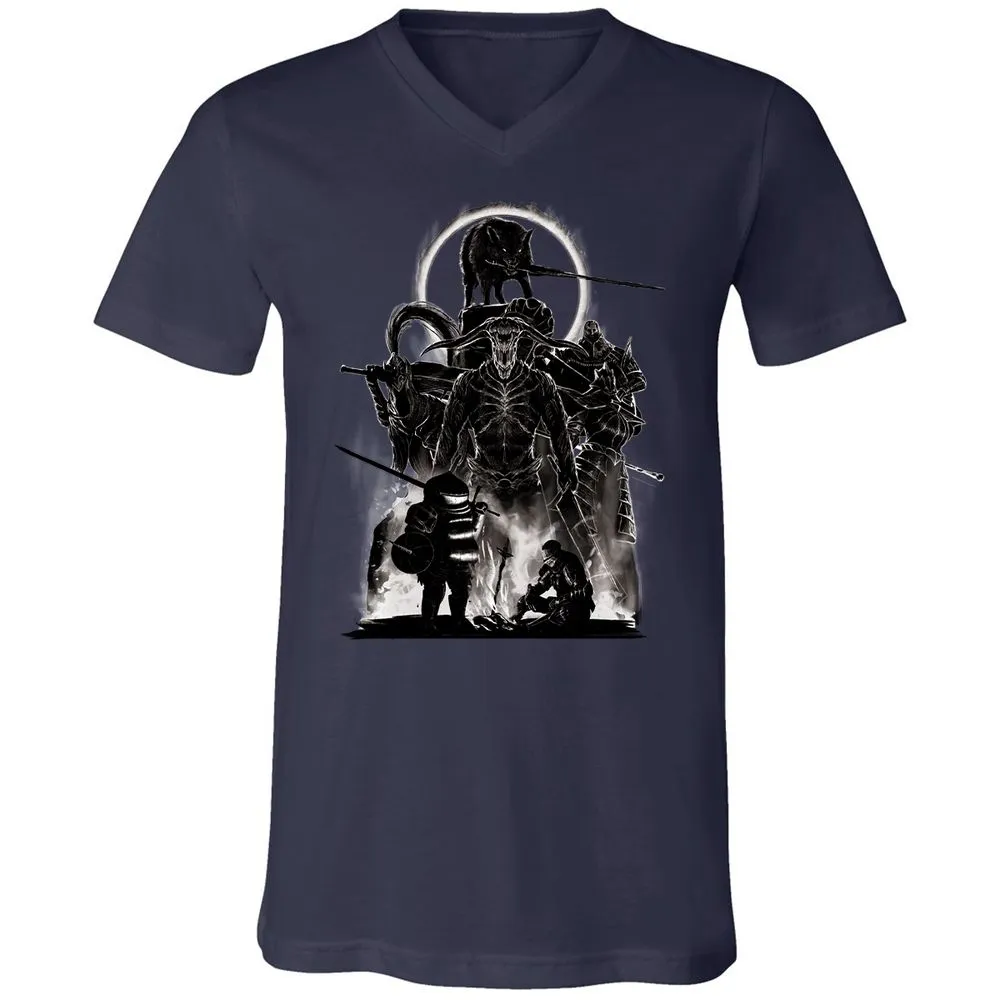 Unisex V-Neck T-Shirt - J7ELS2F8 - Navy - 9