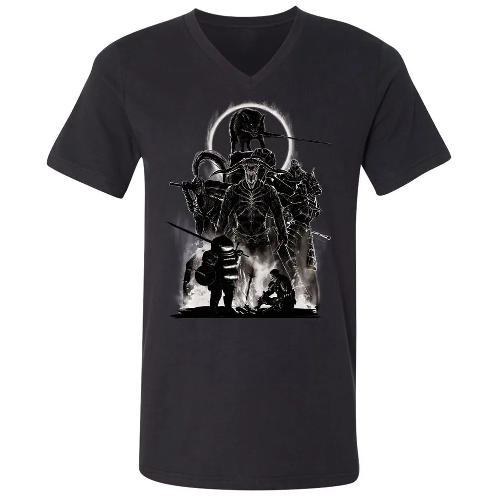 Unisex V-Neck T-Shirt - J7ELS2F8 - Black - 16