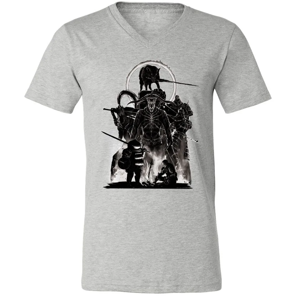 Unisex V-Neck T-Shirt - J7ELS2F8 - Athletic Heather - 7