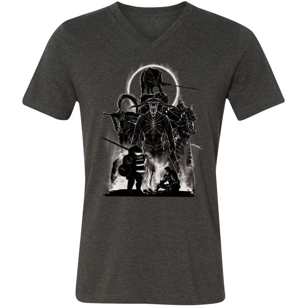 Unisex V-Neck T-Shirt - J7ELS2F8 - Dark Grey Heather - 8