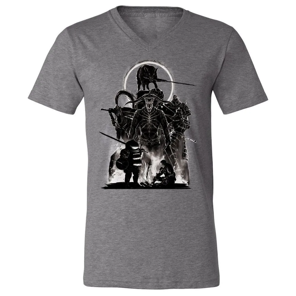 Unisex V-Neck T-Shirt - J7ELS2F8 - Deep Heather - 13