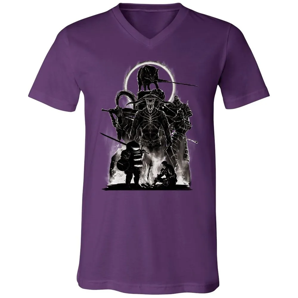 Unisex V-Neck T-Shirt - J7ELS2F8 - Team Purple - 2