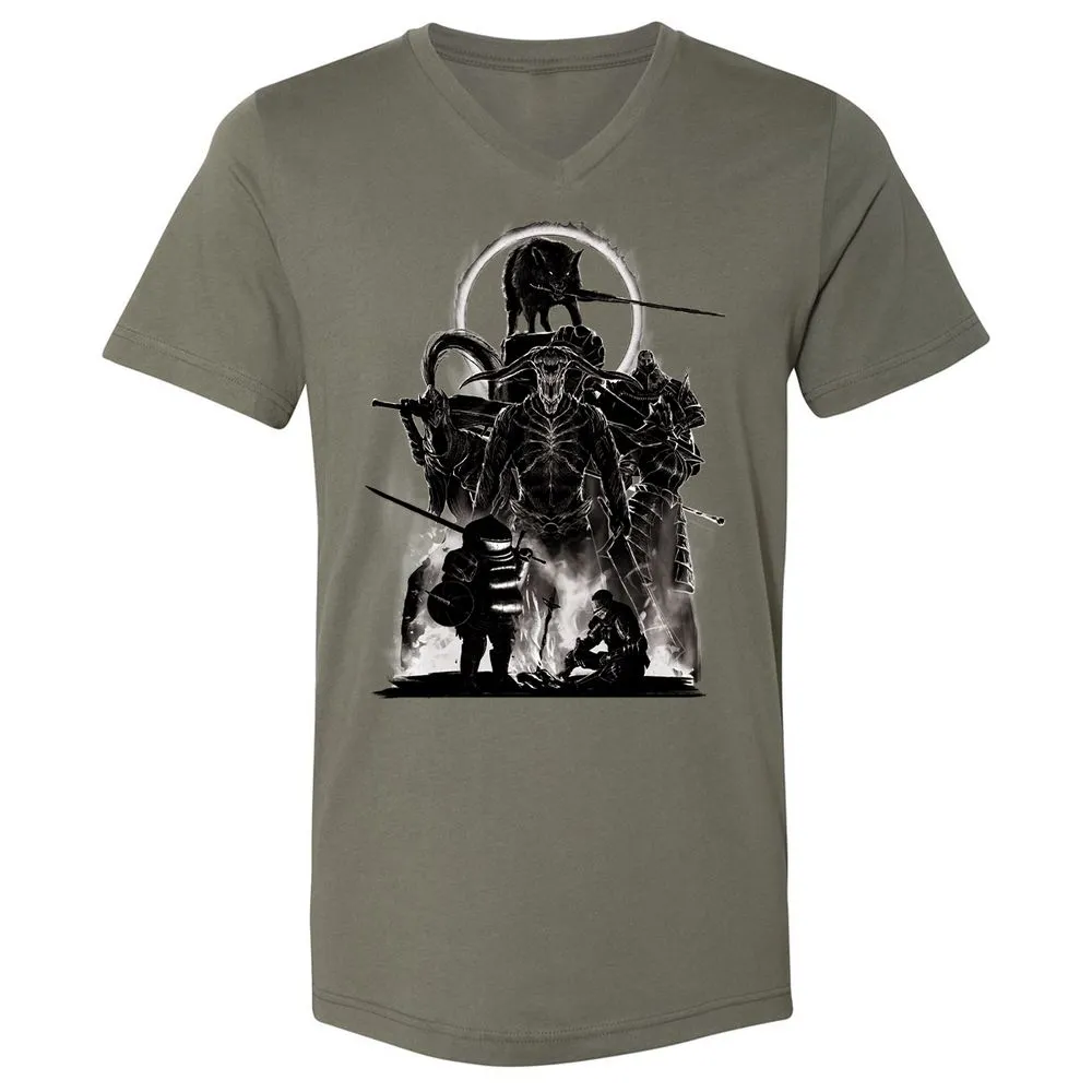 Unisex V-Neck T-Shirt - J7ELS2F8 - Military Green - 10