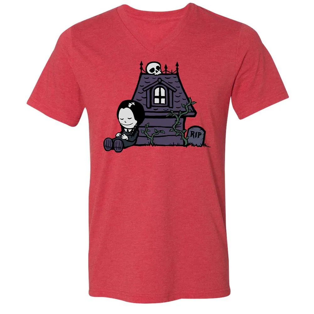 Unisex V-Neck T-Shirt - AVVDEVFL - Heather Red - 5