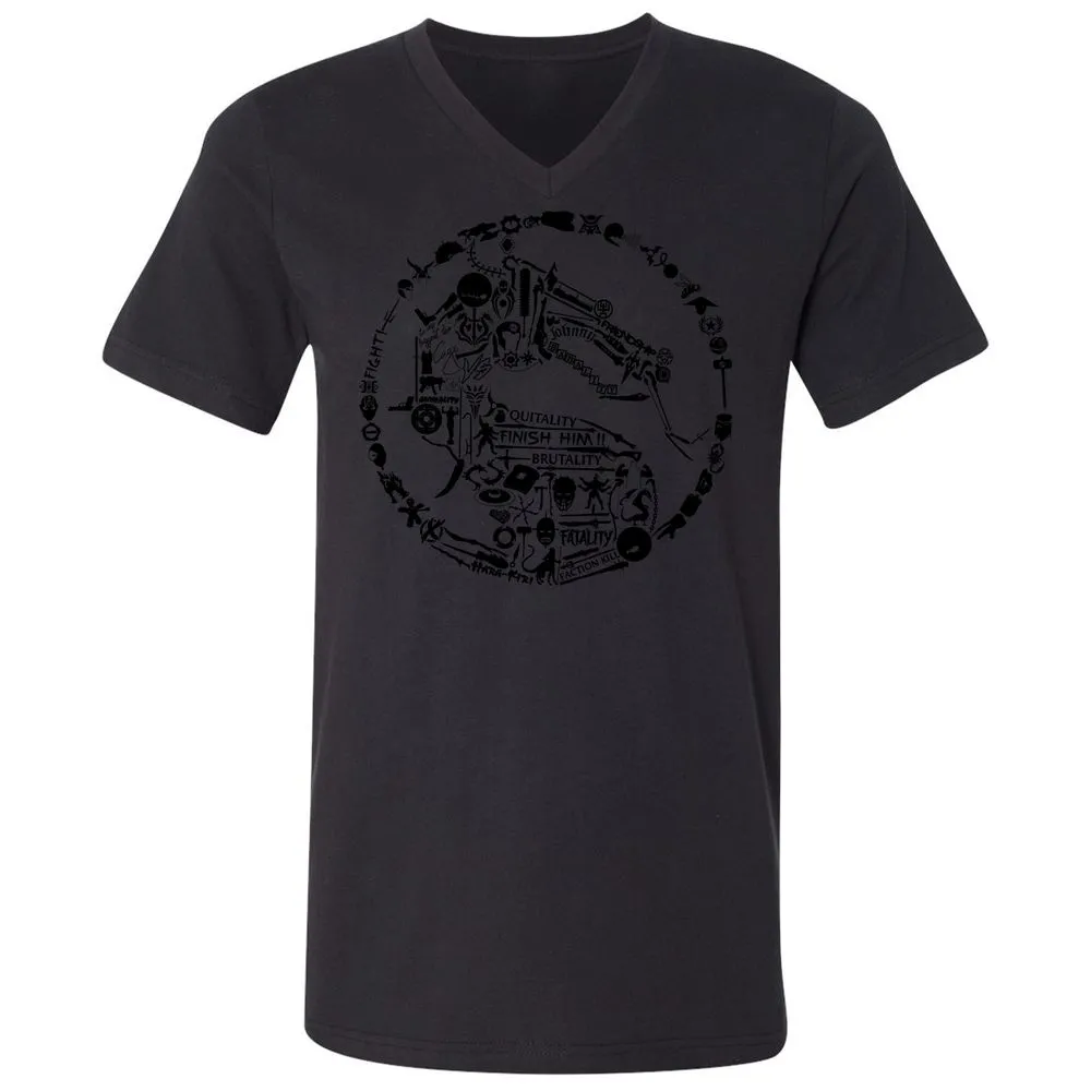 Unisex V-Neck T-Shirt - TKJLQC5X - Black - 16
