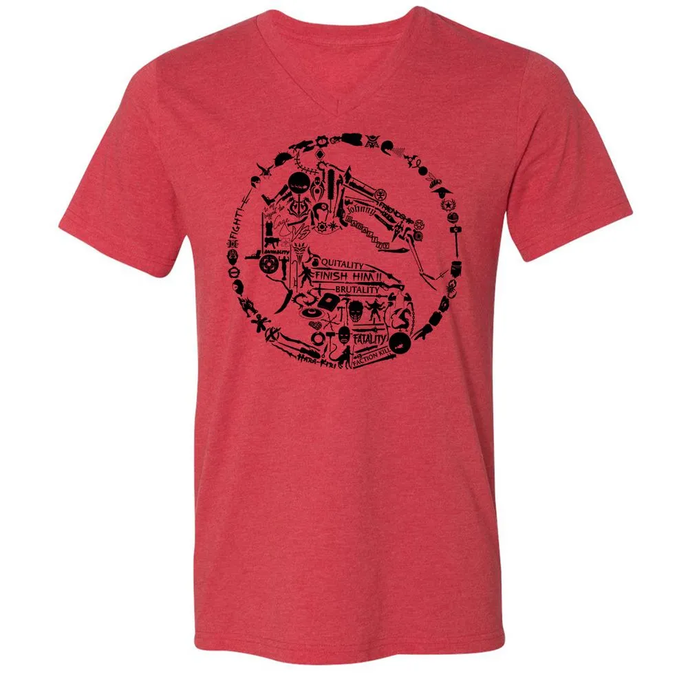 Unisex V-Neck T-Shirt - TKJLQC5X - Heather Red - 5