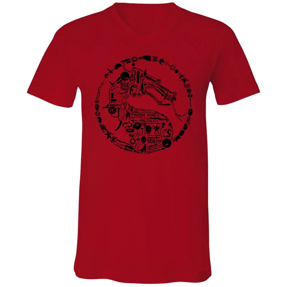 Unisex V-Neck T-Shirt - TKJLQC5X - Red - 3