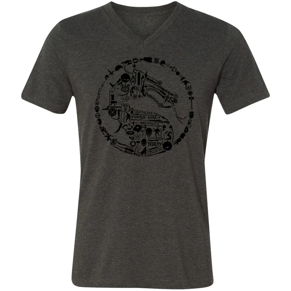 Unisex V-Neck T-Shirt - TKJLQC5X - Dark Grey Heather - 8